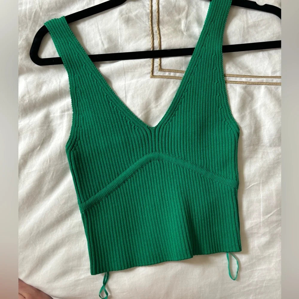 Emerald Green Glassons Cropped Sweater Tank - Picture 1 of 3